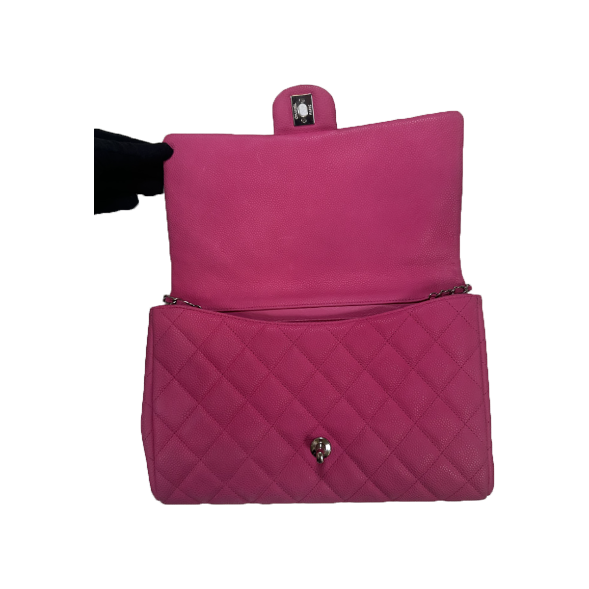 PRELOVED CHANEL QUILTED CAVIAR LEATHER MAXI CLASSIC DOUBLE FLAP BAG IN PINK