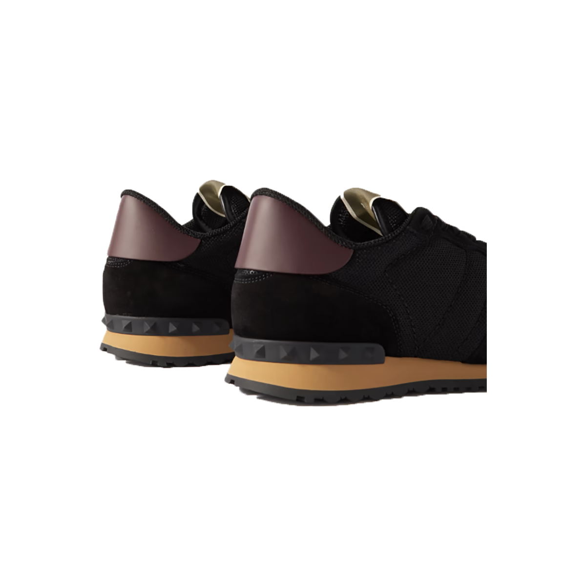 VALENTINO ROCKRUNNER SUEDE LEATHER AND MESH TRAINERS IN BLACK