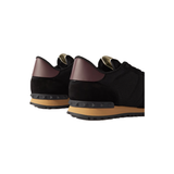 VALENTINO ROCKRUNNER SUEDE LEATHER AND MESH TRAINERS IN BLACK