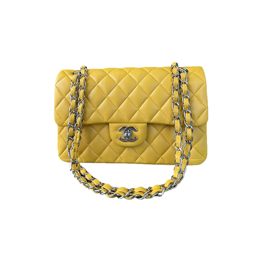 PRELOVED CHANEL QUILTED LAMBSKIN SMALL FLAP BAG IN YELLOW
