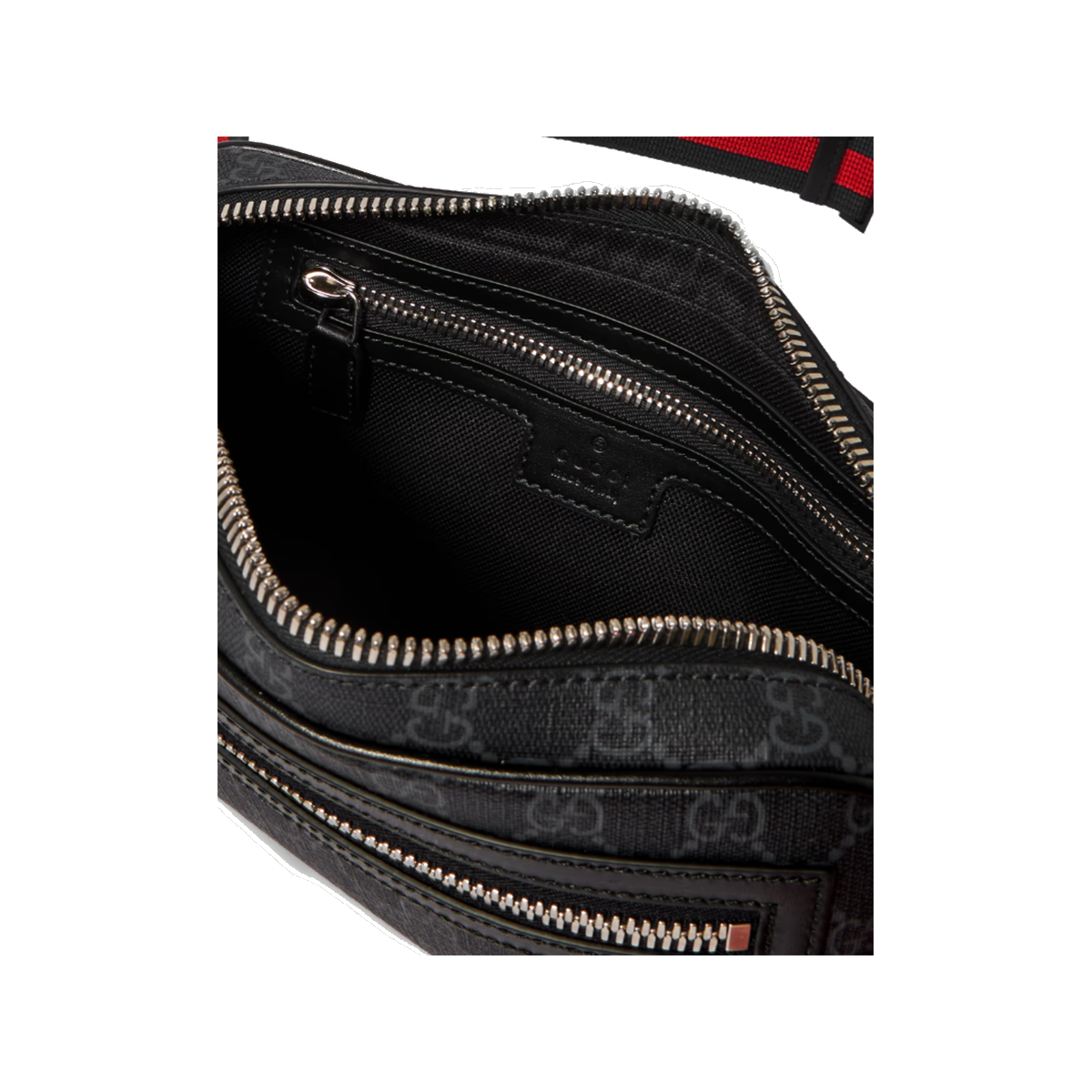 GUCCI LEATHER-TRIMMED GG SUPREME BUM BAG IN BLACK