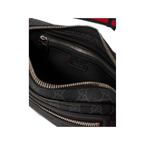 GUCCI LEATHER-TRIMMED GG SUPREME BUM BAG IN BLACK
