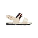 JUNIOR GUCCI WEB SANDLES IN CREAM