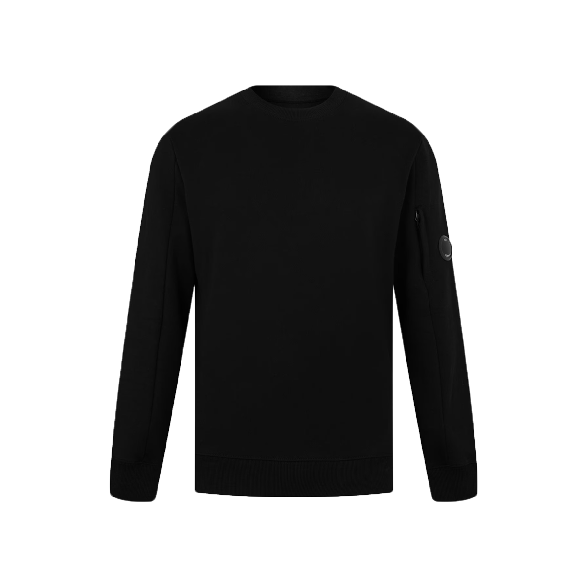 CP COMPANY LENS CREW-NECK SWEATER IN BLACK