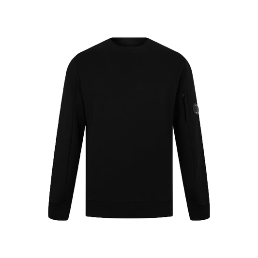 CP COMPANY LENS CREW-NECK SWEATER IN BLACK