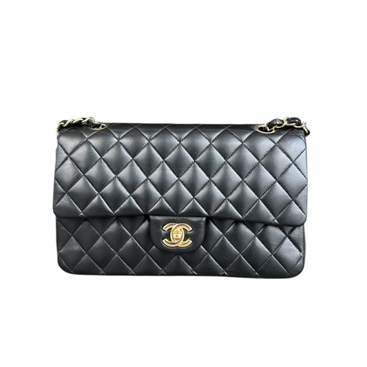 PRELOVED CHANEL BLACK LAMBSKIN QUILTED MEDIUM FLAP BAG