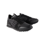 VALENTINO ROCKSTUD LEATHER AND SUEDE TRAINERS IN BLACK