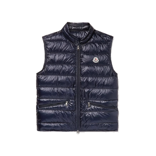 MONCLER SLIM-FIT QUILTED SHELL GILET IN NAVY
