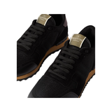 VALENTINO ROCKRUNNER SUEDE LEATHER AND MESH TRAINERS IN BLACK