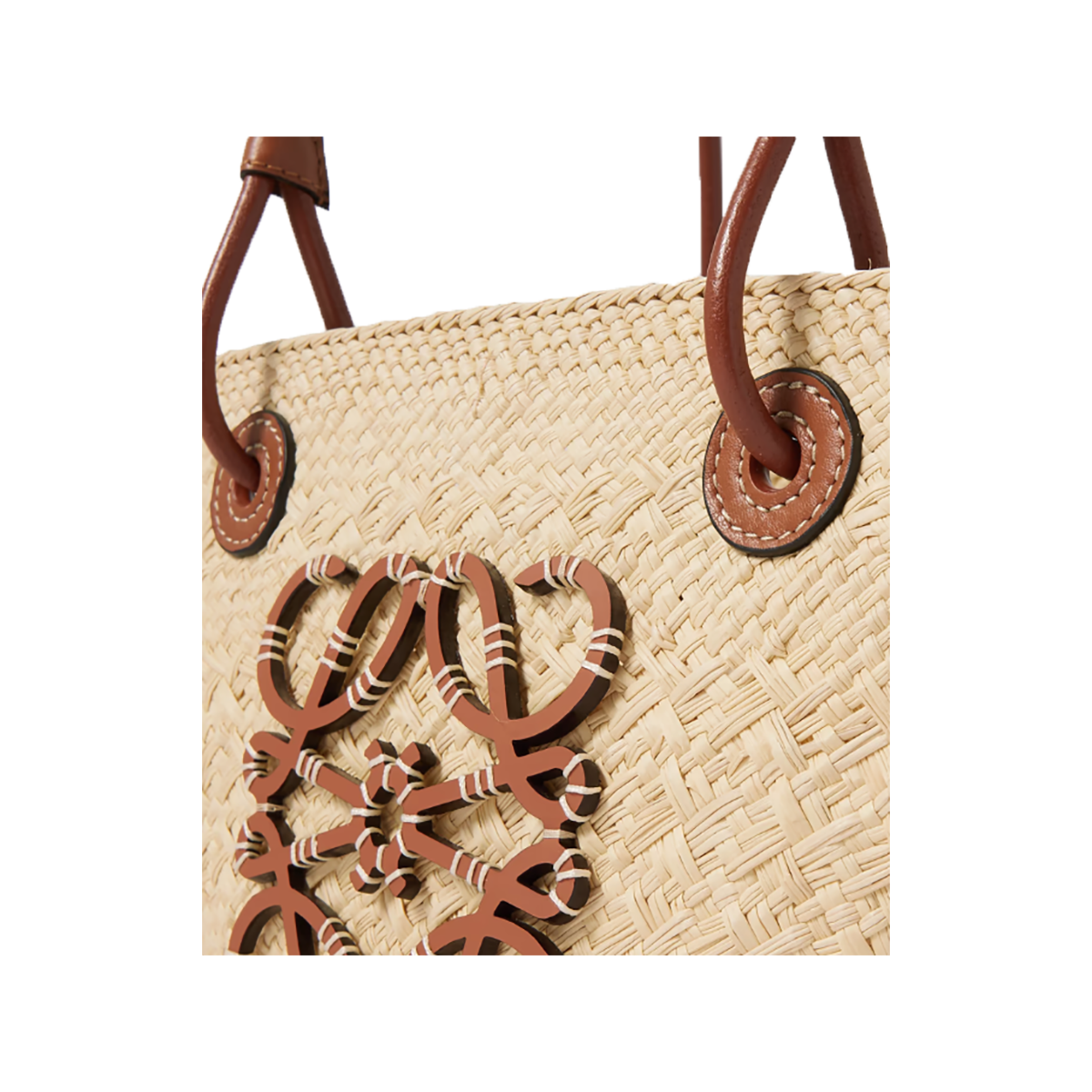 LOEWE IBIZA ANAGRAM WOVEN RAFFIA TOTE IN TAN