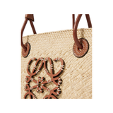 LOEWE IBIZA ANAGRAM WOVEN RAFFIA TOTE IN TAN