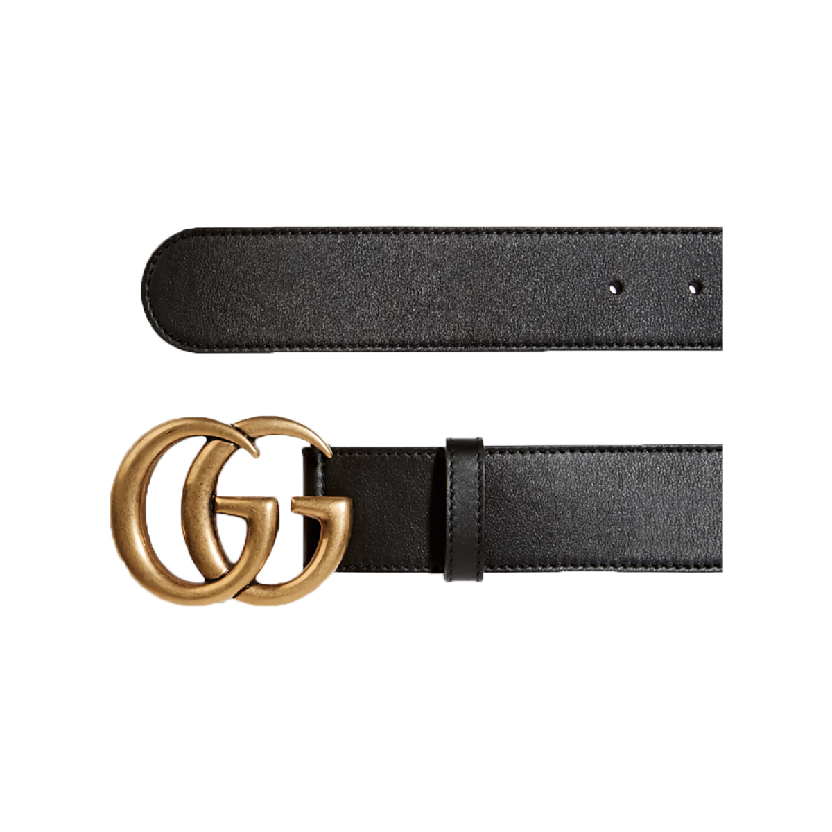 GUCCI LEATHER LOGO BADGE BELT IN BLACK