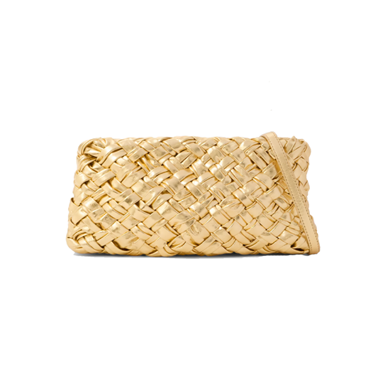 BOTTEGA VENETA SMALL KALIMERP CHA-CHA GATHERED INTRECCIATO METALLIC SHOULDER BAG
