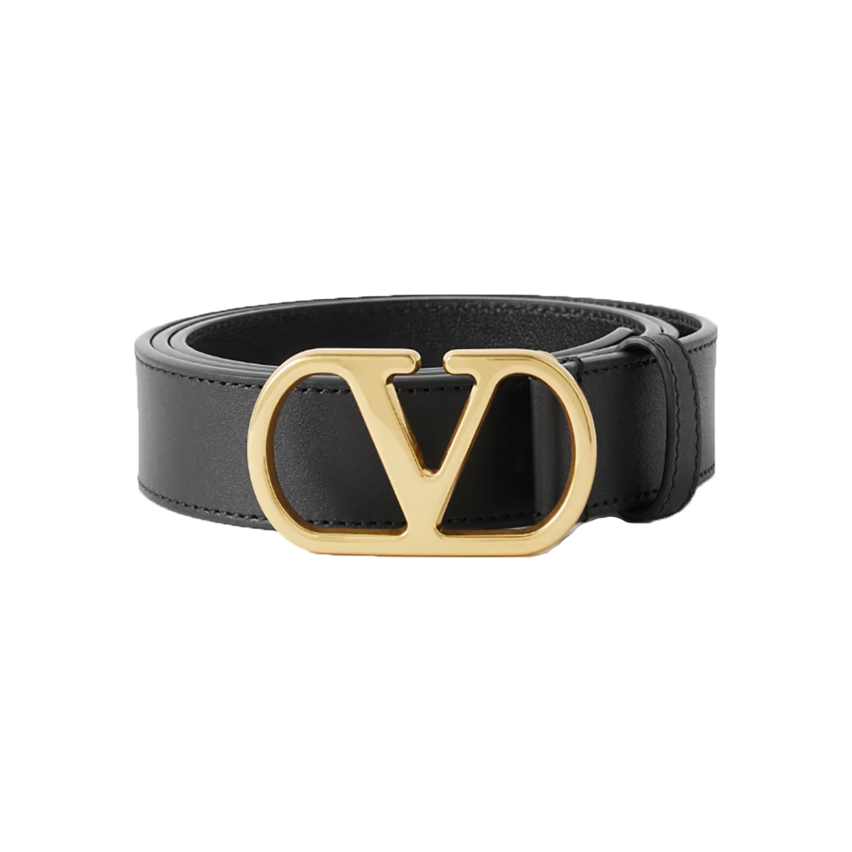 VALENTINO VLOGO LEATHER BELT IN BLACK