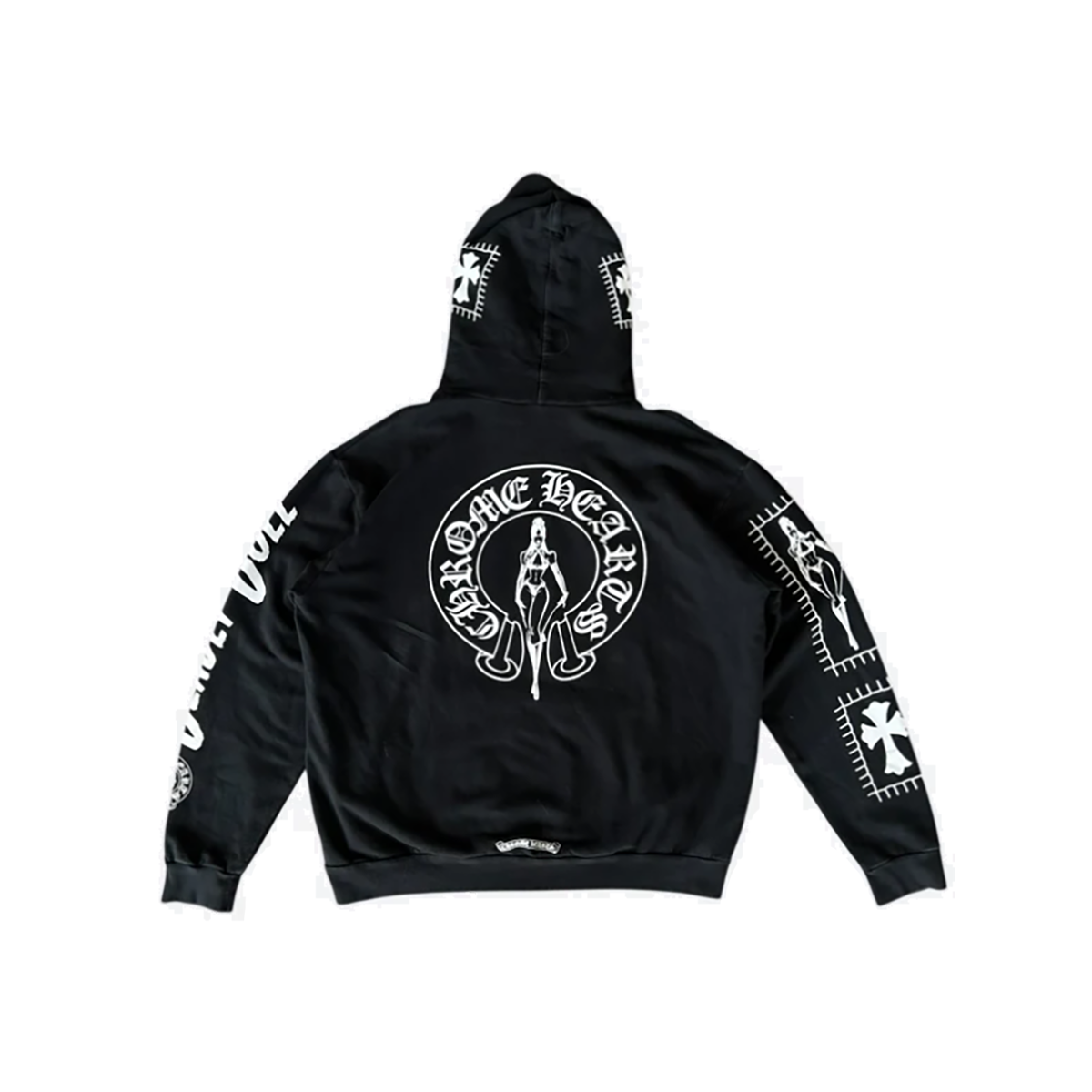 PRELOVED CHROME HEARTS DEADLY DOLL BLACK AND WHITE LOGO HOODIE