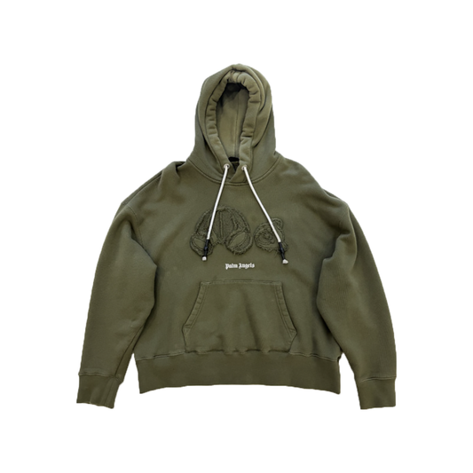 PRELOVED PALM ANGELS TEDDY PRINT HOODIE IN KHAKI