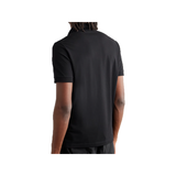 STONE ISLAND LOGO-APPLIQUED COTTON-BLEND POLO IN BLACK