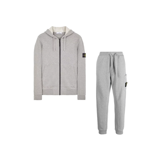 STONE ISLAND LOGO PATCH ZIP TRACKSUIT IN GREY