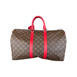 LOUIS VUITTON BROWN AND RED MONOGRAM KEEPALL 45