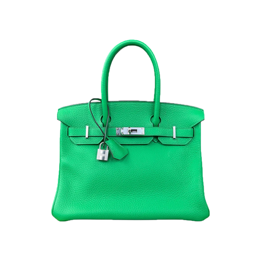 HERMES BAMBOO TOGO BIRKIN 30 BAG IN GREEN