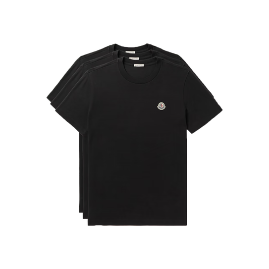 MONCLER THREE-PACK LOGO APPLIQUED T-SHIRTS IN BLACK