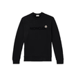 MONCLER LOGO FLOCKED COTTON SWEATER IN BLACK