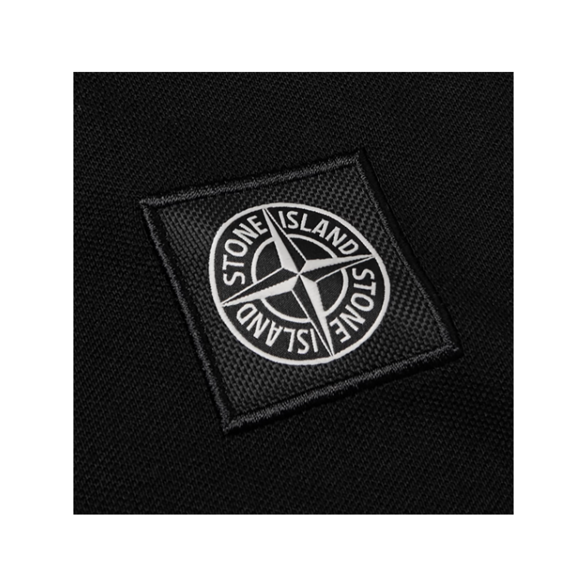 STONE ISLAND LOGO-APPLIQUED COTTON-BLEND POLO IN BLACK