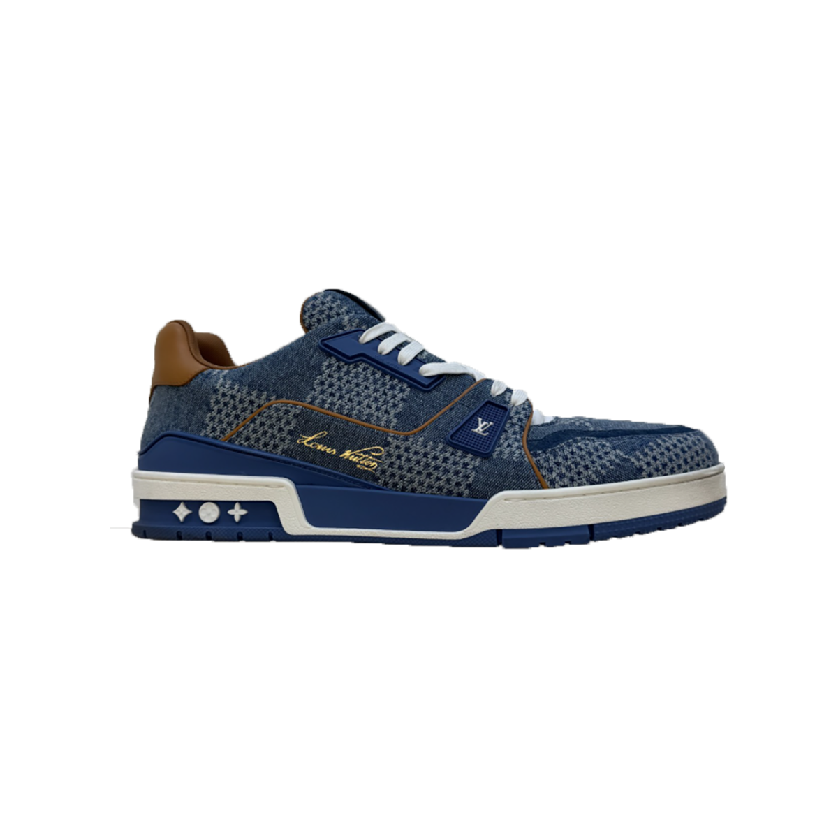 PRELOVED LOUIS VUITTON BLUE DAMIER 3D DENIM TRAINERS