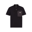 PRADA STRETCH COTTON POLO SHIRT WITH RE-NYLON DETAILS IN BLACK