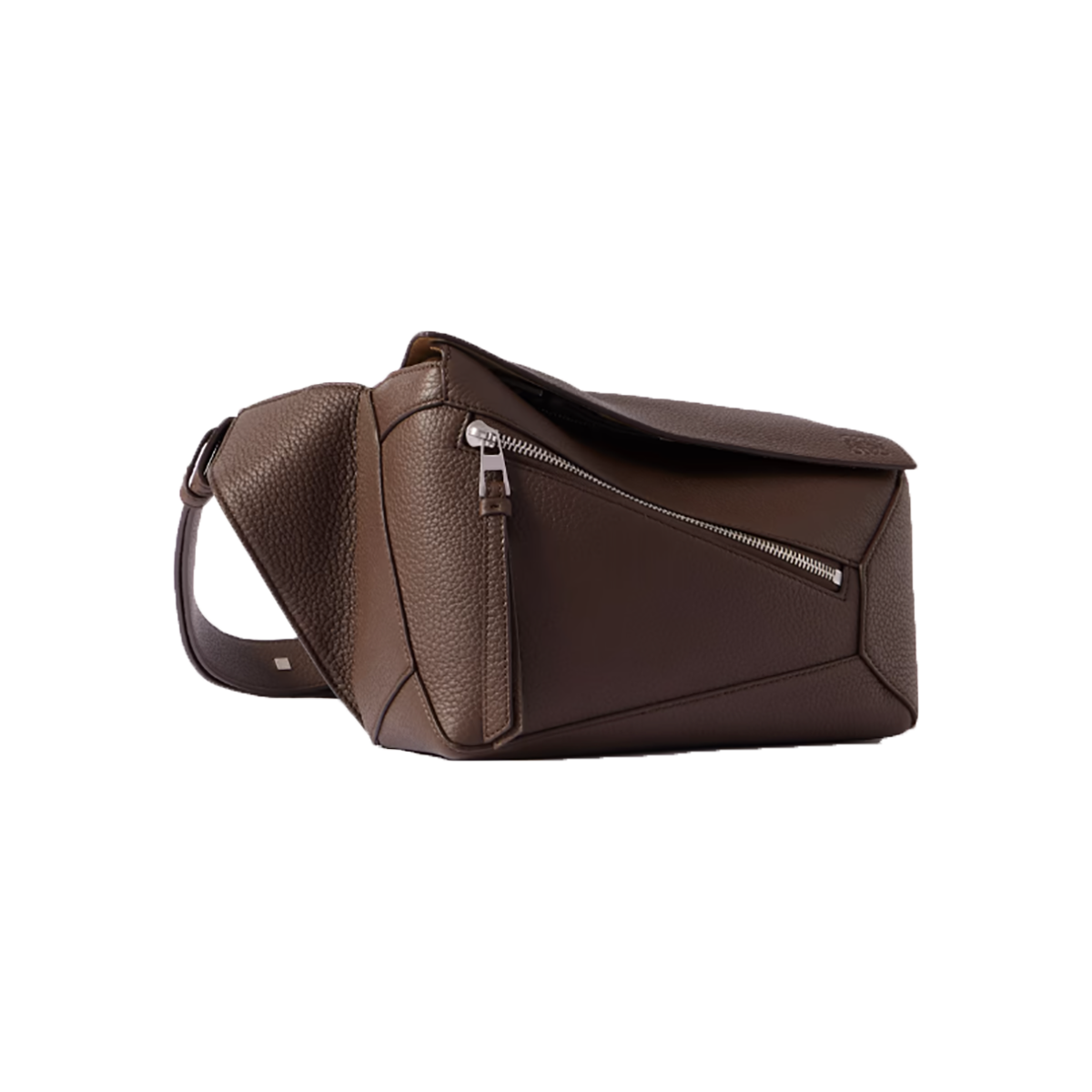 LOEWE PUZZLE EDGE SMALL LEATHER BUM BAG IN BROWN
