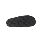 GUCCI RHEIN LOGO DE-BOSSED SLIDERS IN BLACK