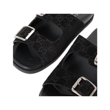 GUCCI RHEIN LOGO DE-BOSSED SLIDERS IN BLACK
