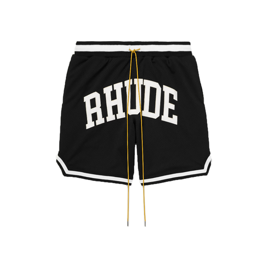 RHUDE LOGO-APPLOQUED MESH DRAWSTRING SHORTS