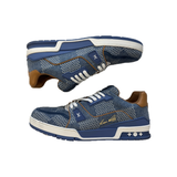 PRELOVED LOUIS VUITTON BLUE DAMIER 3D DENIM TRAINERS
