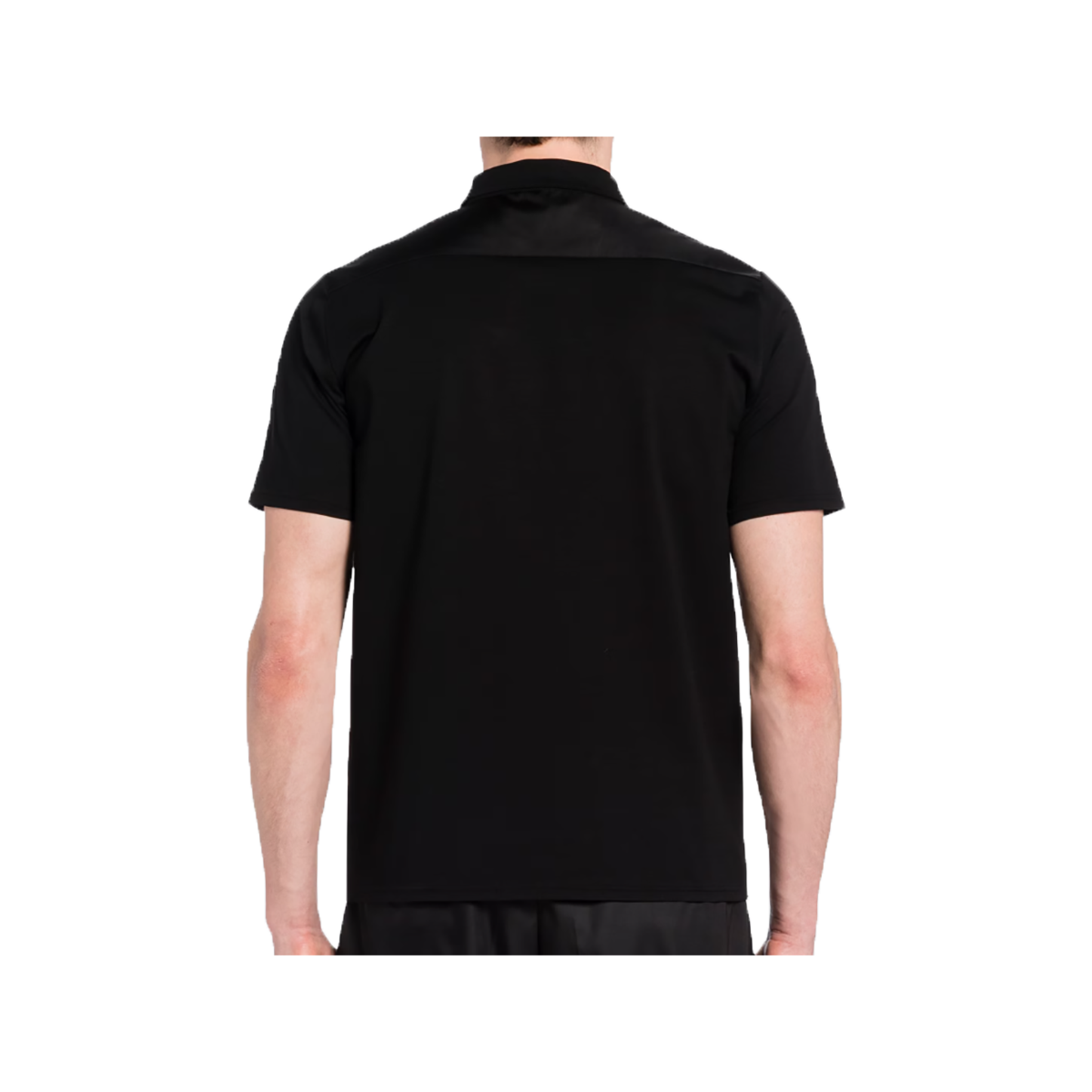 PRADA STRETCH COTTON POLO SHIRT WITH RE-NYLON DETAILS IN BLACK