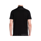 PRADA STRETCH COTTON POLO SHIRT WITH RE-NYLON DETAILS IN BLACK