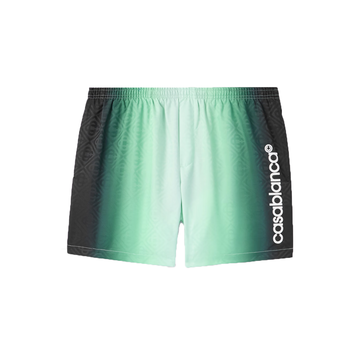 CASABLANCA STRAIGHT-LEG DEGRADE LOGO SWIMSHORTS IN GREEN