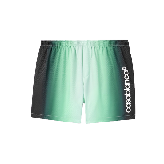 CASABLANCA STRAIGHT-LEG DEGRADE LOGO SWIMSHORTS IN GREEN