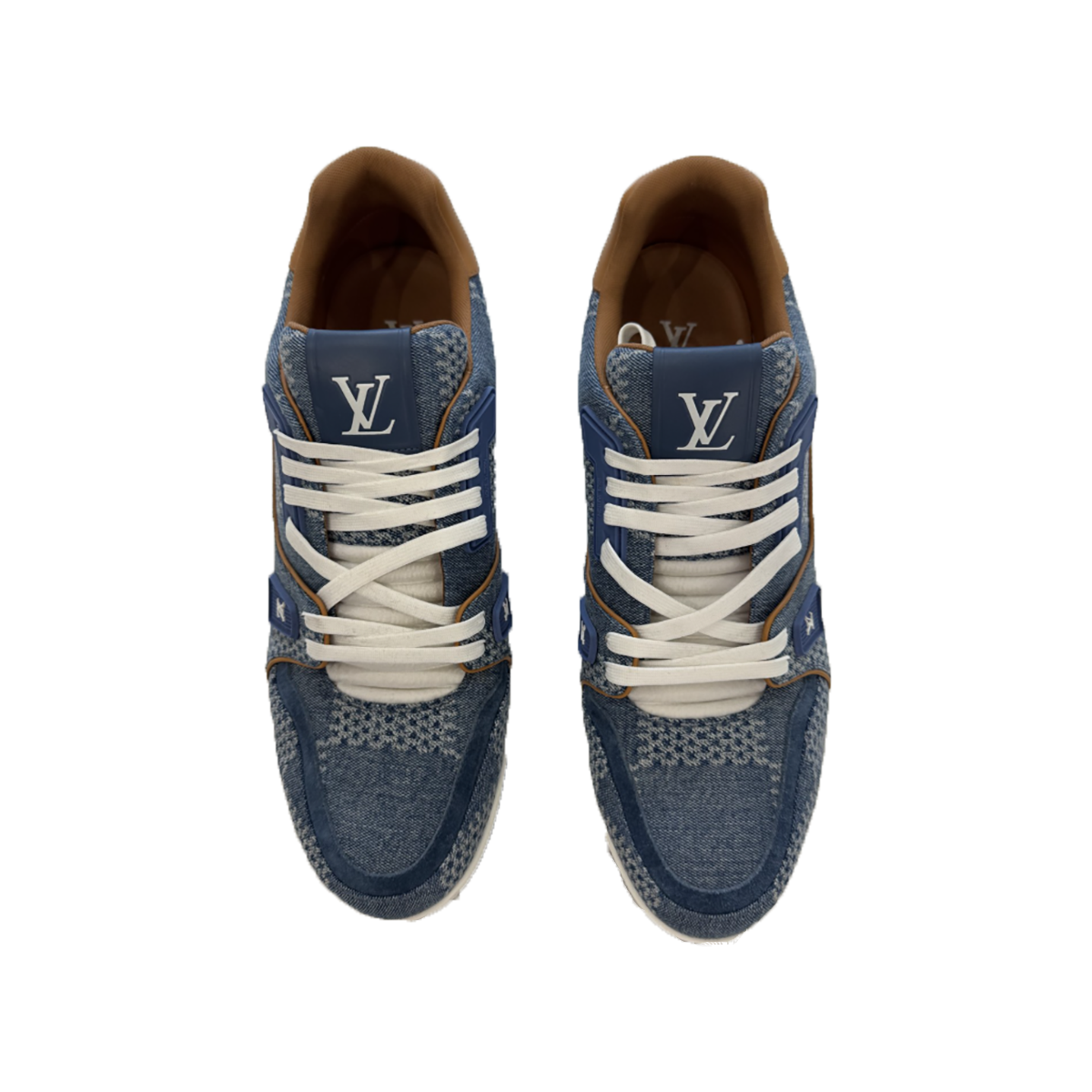 PRELOVED LOUIS VUITTON BLUE DAMIER 3D DENIM TRAINERS