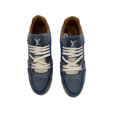 PRELOVED LOUIS VUITTON BLUE DAMIER 3D DENIM TRAINERS