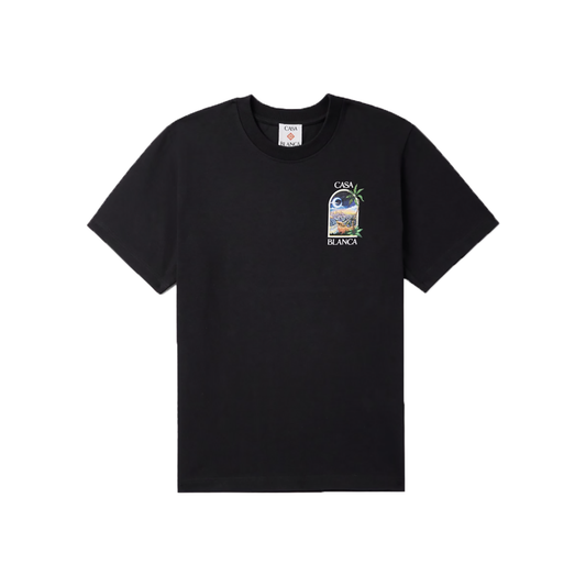 CASABLANCA LA NIGHT LOGO PRINT T-SHIRT IN BLACK