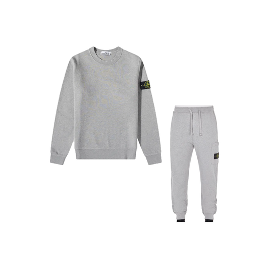 STONE ISLAND LOGO PATCH SWEATER TRACKSUIT IN GREY