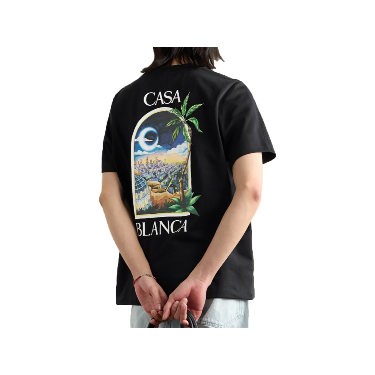 CASABLANCA LA NIGHT LOGO PRINT T-SHIRT IN BLACK