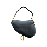 DIOR LEATHER SADDLE BAG IN BLACK/GOLD