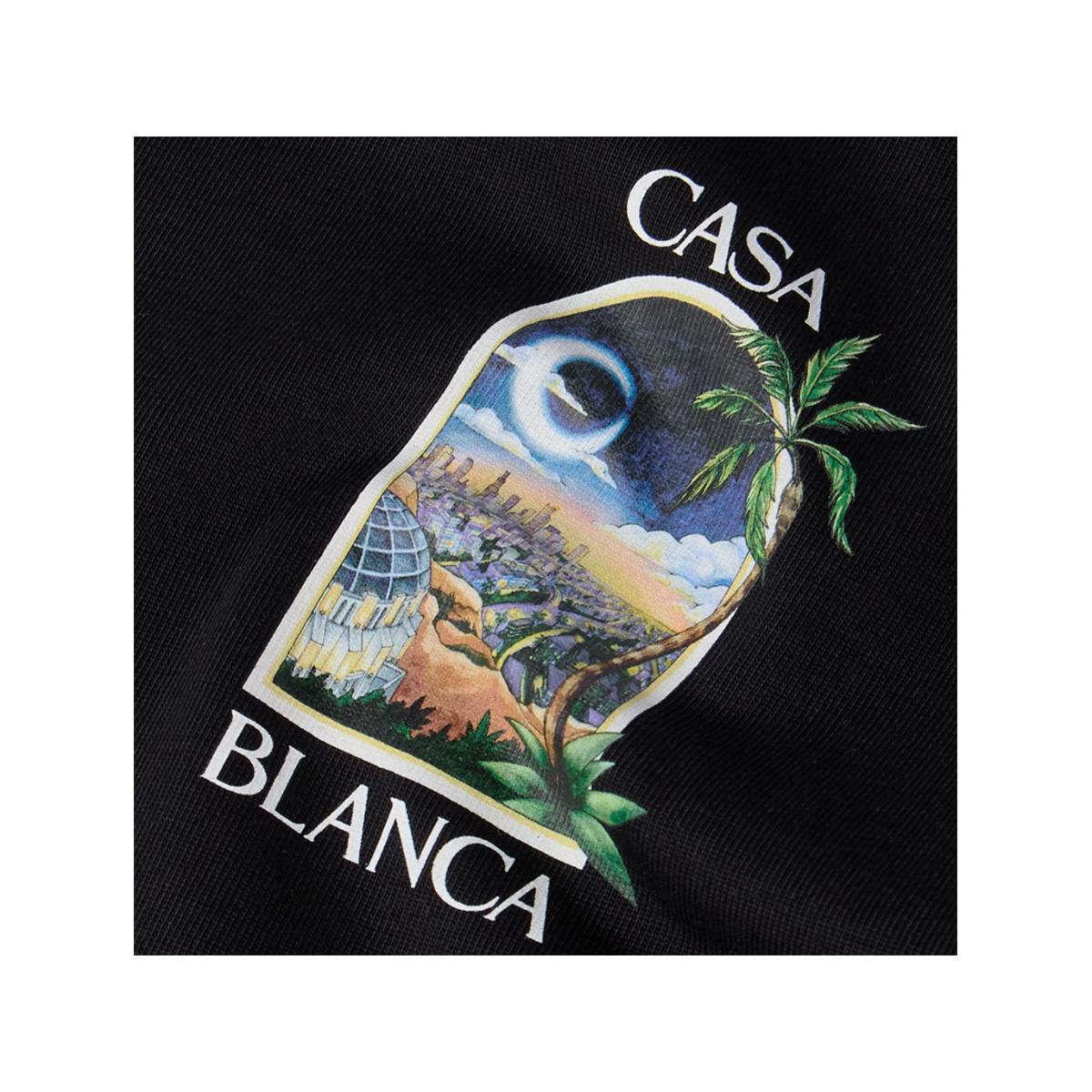 CASABLANCA LA NIGHT LOGO PRINT T-SHIRT IN BLACK