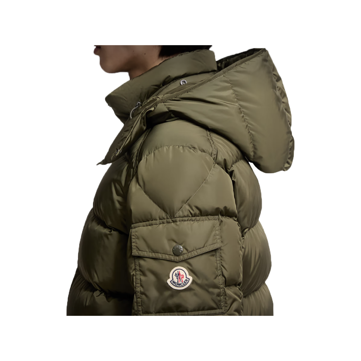 MONCLER MAYA PADDED NYLON-DOWN JACKET IN KHAKI